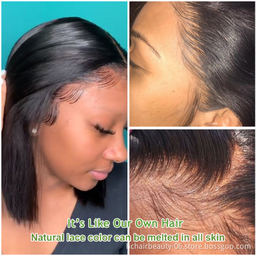 Fast Shipping Jewish Wig Raw Lace Front Human Hair Bob Wigs In Bulk